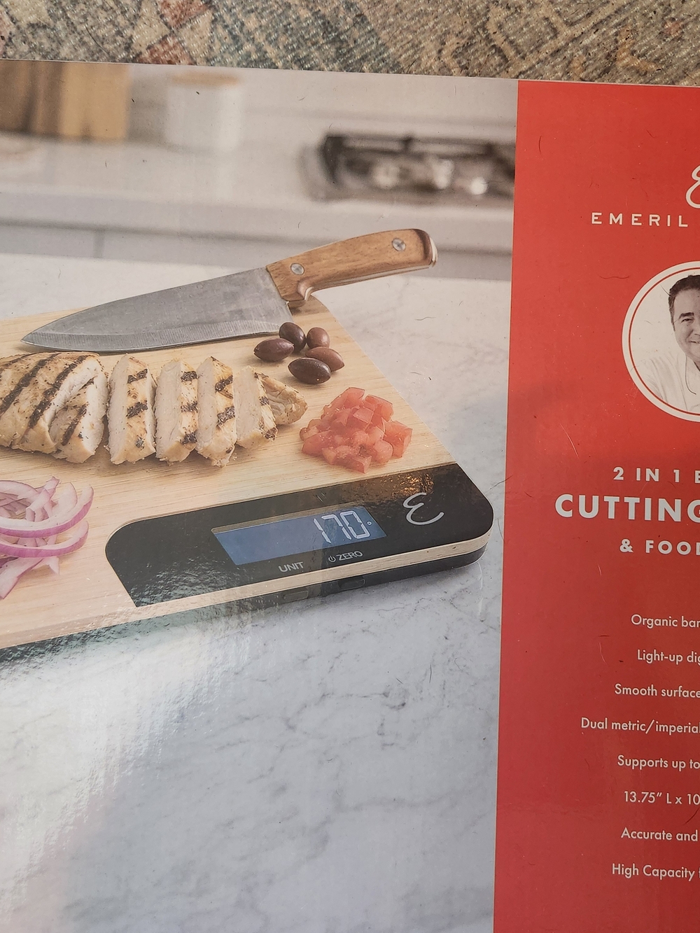 Emeril Lagasse 2-in-1 Bamboo Cutting Board with Built-In Digital Scale
